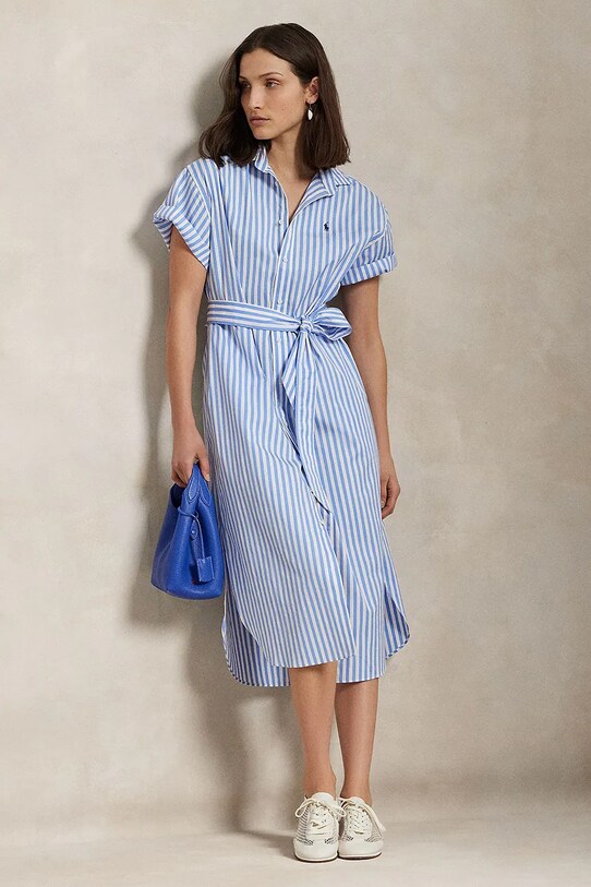 Polo Ralph Lauren sukienka bawełniana wzorzyste niebieski 211959911