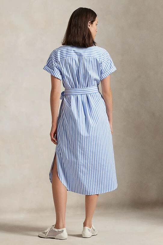 Bavlněné šaty Polo Ralph Lauren 211959911 modrá SS25