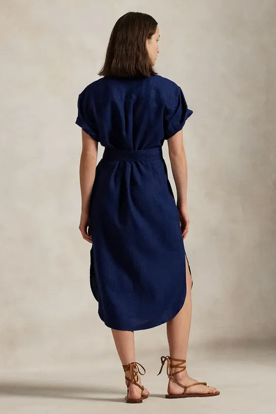 Polo Ralph Lauren linen dress 211959912 navy SS25