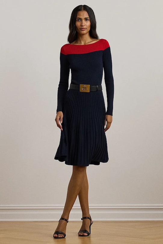 Šaty Lauren Ralph Lauren midi námořnická modř 200957685