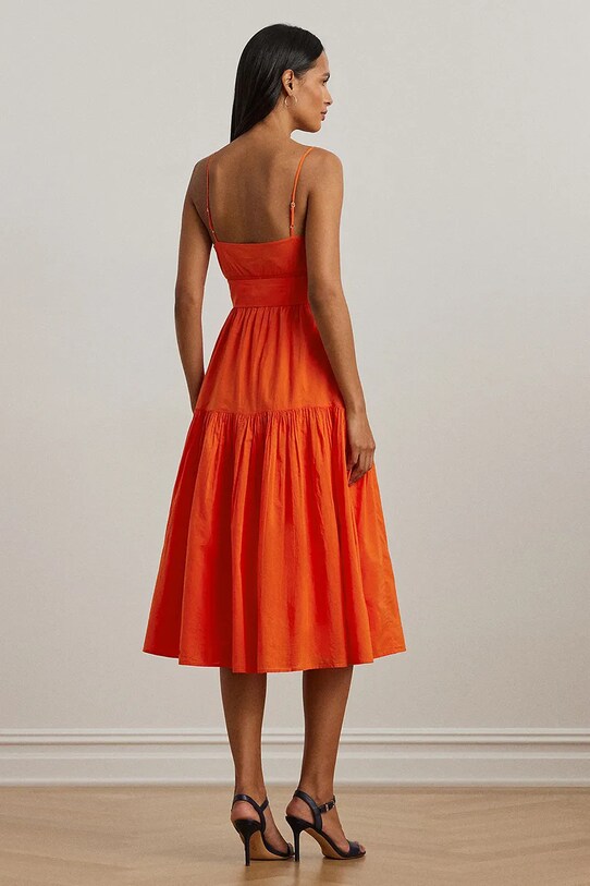 Хлопковое платье Lauren Ralph Lauren 200962758 оранжевый SS25