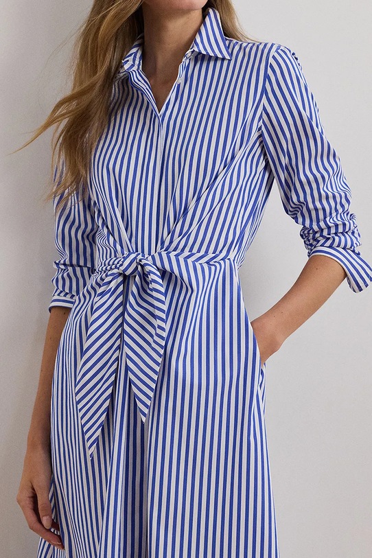 Bombažna obleka Lauren Ralph Lauren modra 250961779