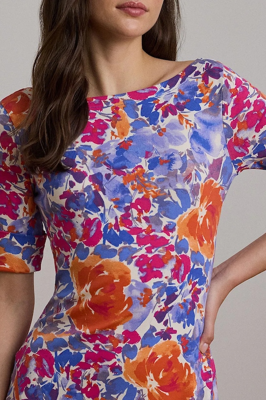 Pamučna haljina Lauren Ralph Lauren plava 250972596