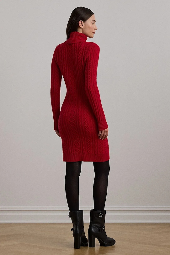 Volnena obleka Lauren Ralph Lauren 200951385 rdeča SS25