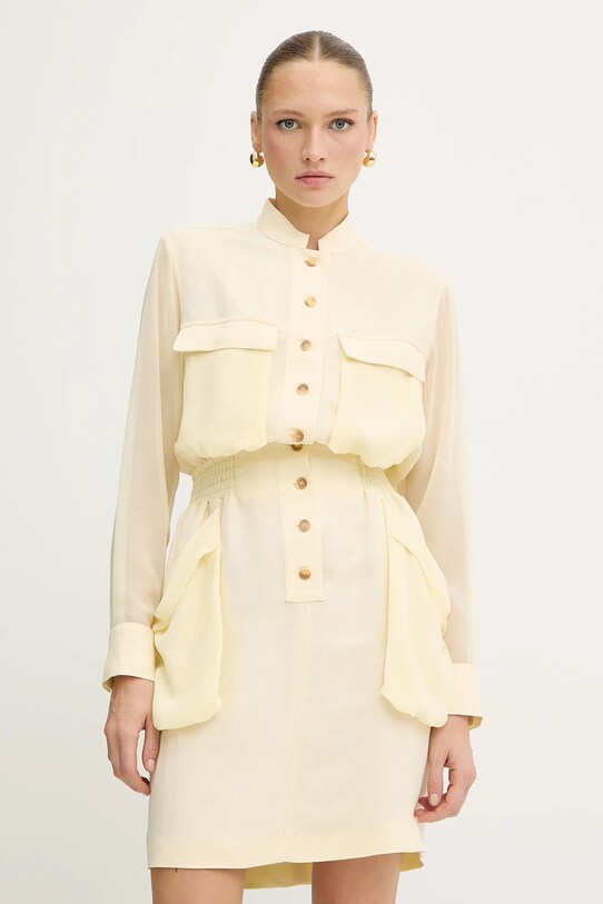 Pinko sukienka z domieszką lnu casual żółty 105019.A2I9