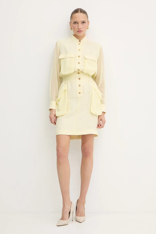 Pinko sukienka z domieszką lnu 105019.A2I9 żółty SS25