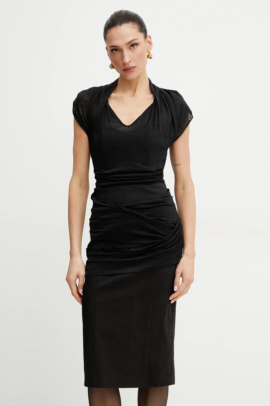 Pinko sukienka lniana z elastanem czarny 104868.A2GF