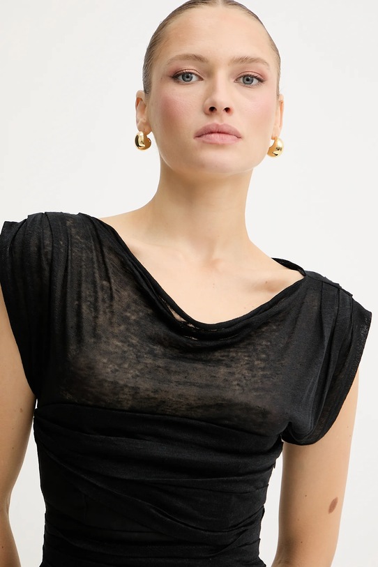 Lanena haljina Pinko crna 104872.A2GF