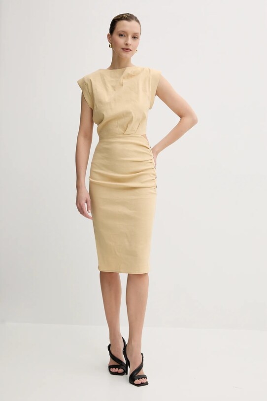 Pinko vestito di lino mini beige 104955.A0IM