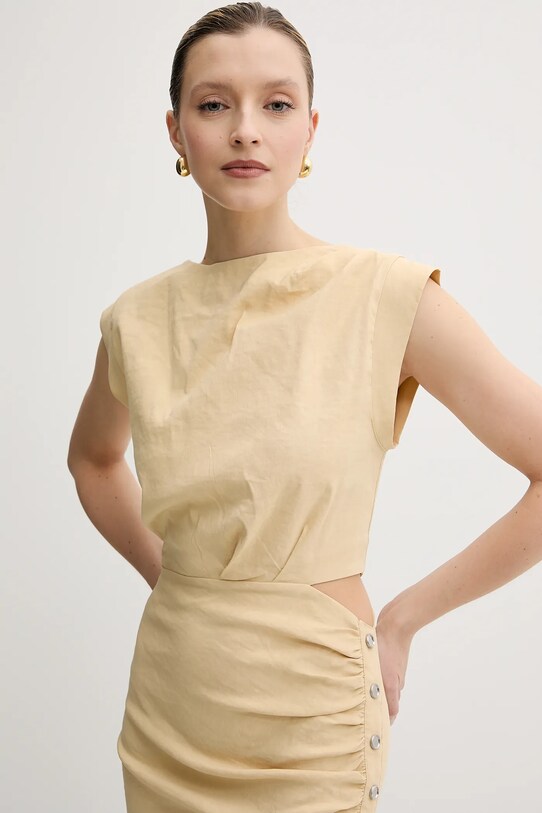 Pinko vestito di lino beige 104955.A0IM