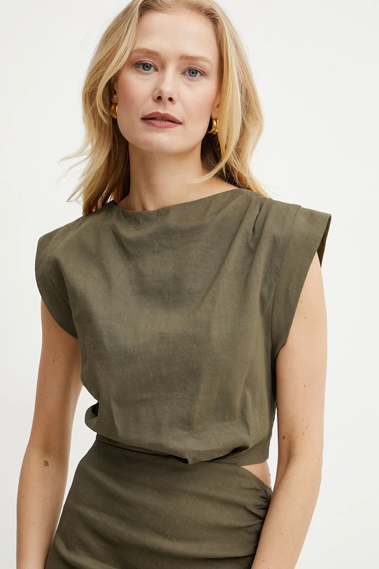 Pinko sukienka lniana zielony 104955.A0IM