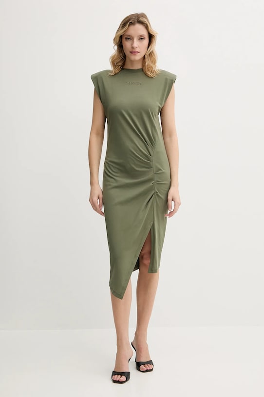 Pinko rochie din bumbac midi verde 104614.A2HE
