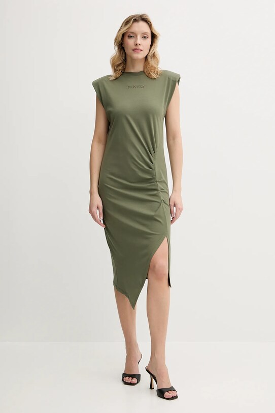 Pinko rochie din bumbac 104614.A2HE verde SS25