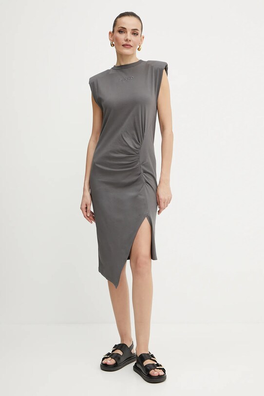Pinko vestito in cotone midi grigio 104614.A2HE