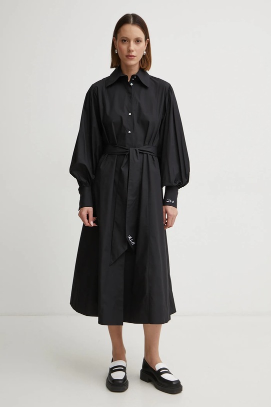 Хлопковое платье Karl Lagerfeld casual чёрный A1W13018