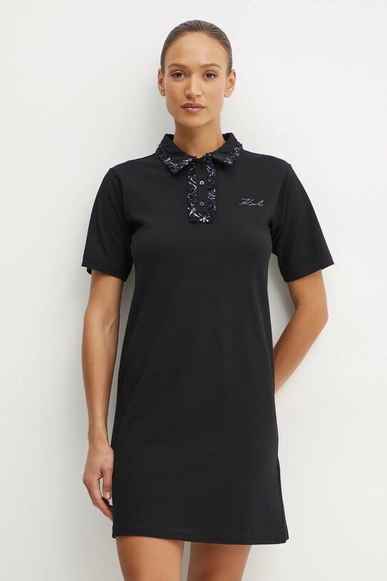 Хлопковое платье Karl Lagerfeld A1W13042 чёрный SS25