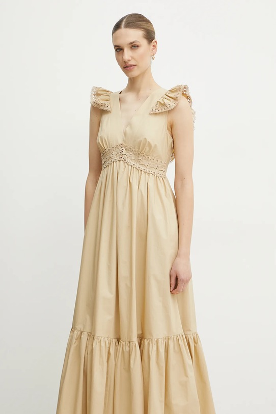 Bavlněné šaty Twinset béžová 251LB2KFF