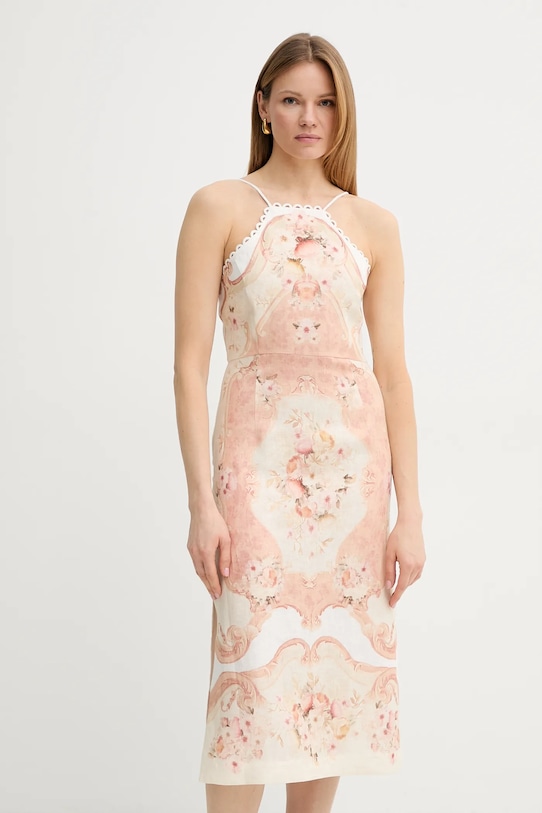 Twinset sukienka lniana casual beżowy 251TT2440