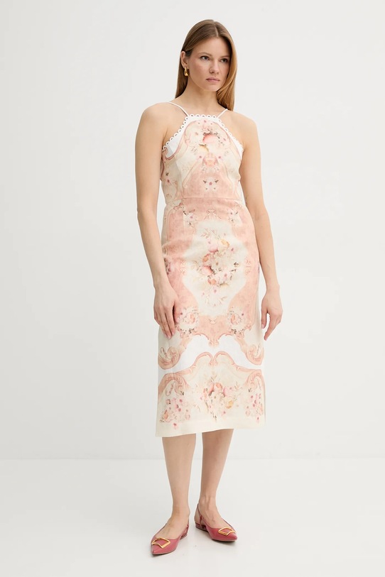 Twinset sukienka lniana 251TT2440 beżowy SS25