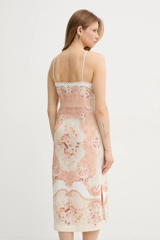 Odzież Twinset sukienka lniana 251TT2440 beżowy