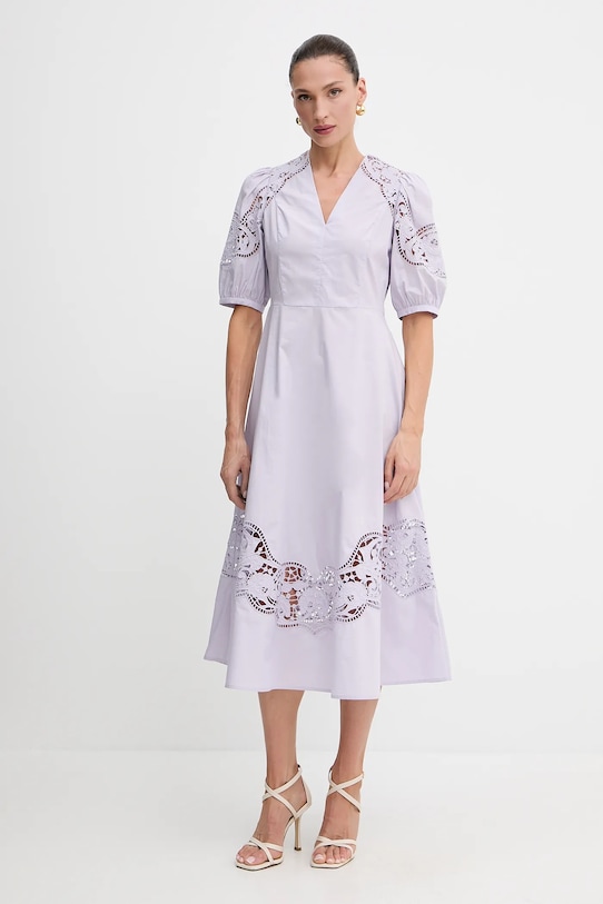 Памучна рокля Twinset щампа виолетов 251TT2330