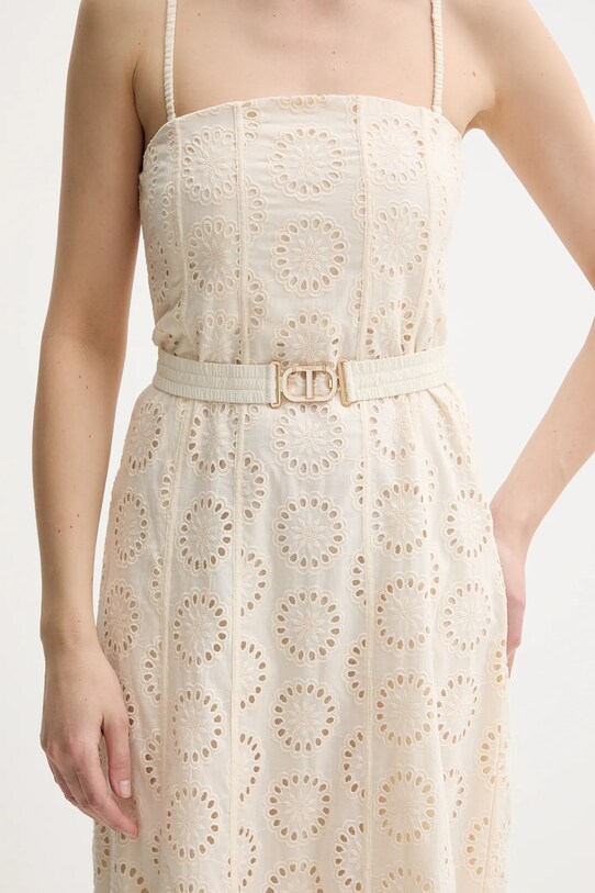 Twinset rochie din bumbac bej 251TT2361