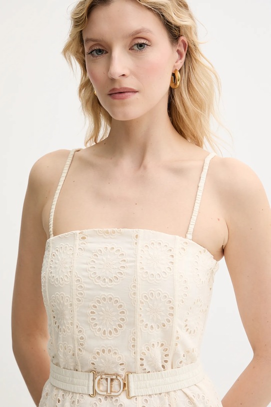 Twinset rochie din bumbac 251TT2361 bej