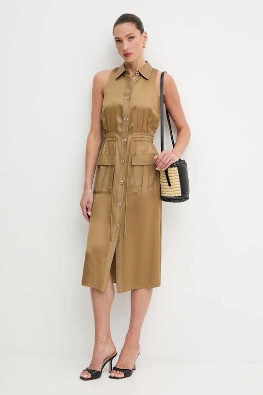 Šaty s příměsí lnu Twinset 251TT2270 zelená SS25