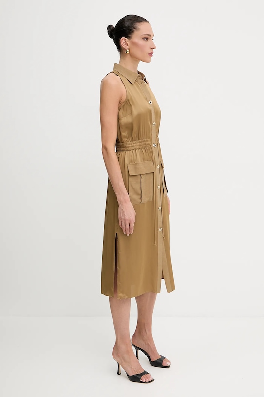 Šaty s příměsí lnu Twinset zelená 251TT2270