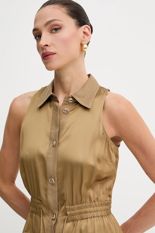 Šaty s příměsí lnu Twinset 251TT2270 zelená