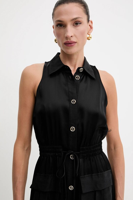 Twinset ruha vászonkeverékből fekete 251TT2270