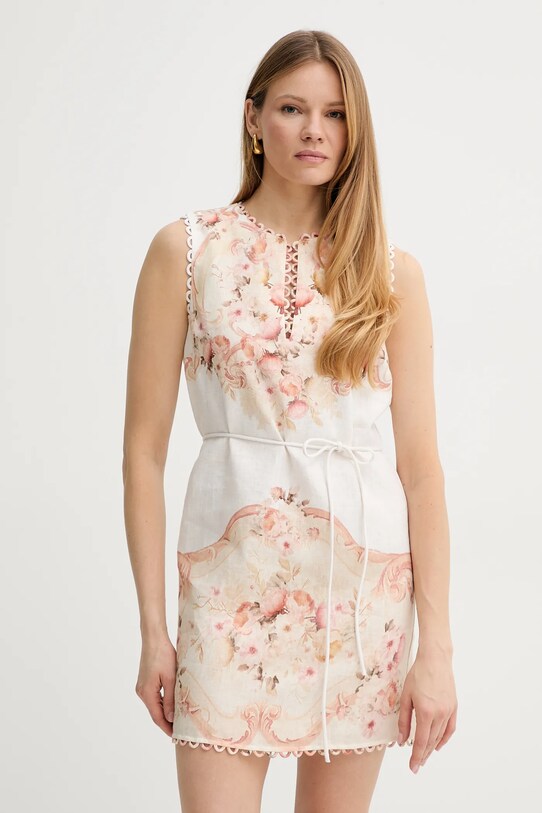 Lněné šaty Twinset mini béžová 251TT2441