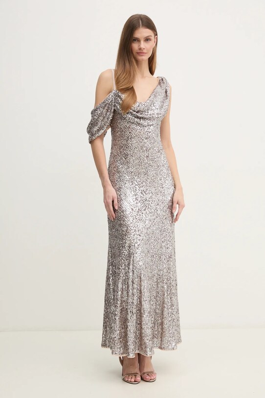 Φόρεμα DIANE VON FURSTENBERG μυτερό άκρο ασημί DVFGL4S010