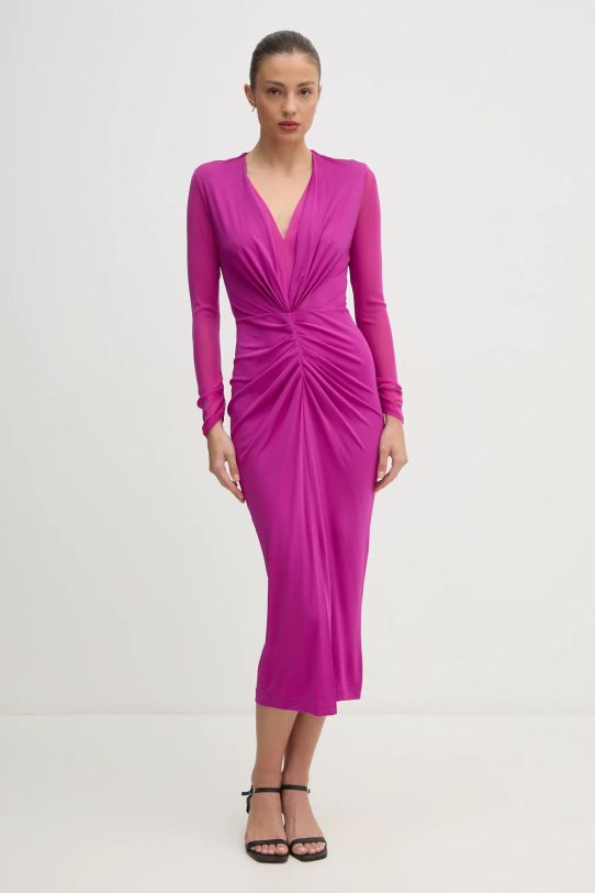 DIANE VON FURSTENBERG rochie midi roz DVFDL4S007