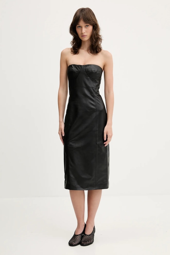 Kožené šaty IRO midi černá WM33BETTI