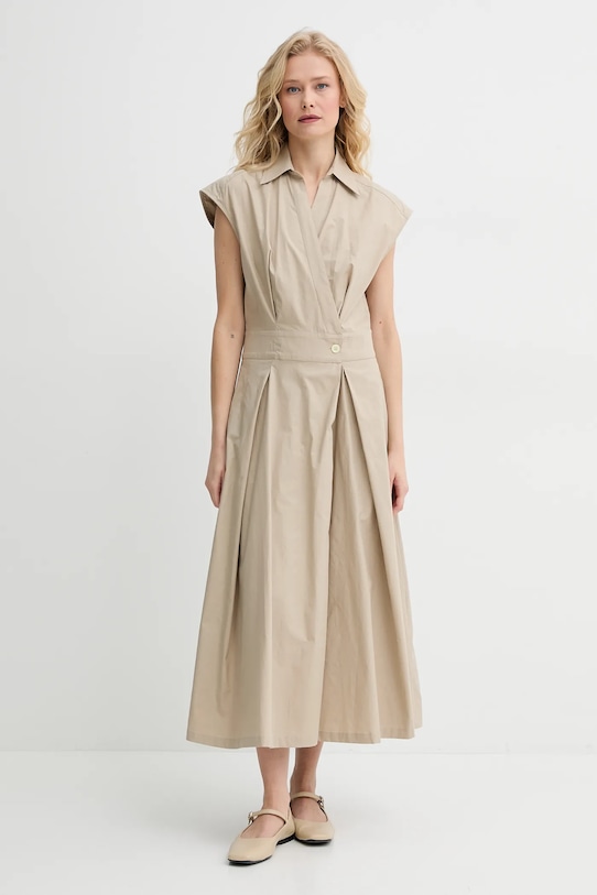 A.P.C. rochie din bumbac robe athena COEVD.F35149 verde SS25