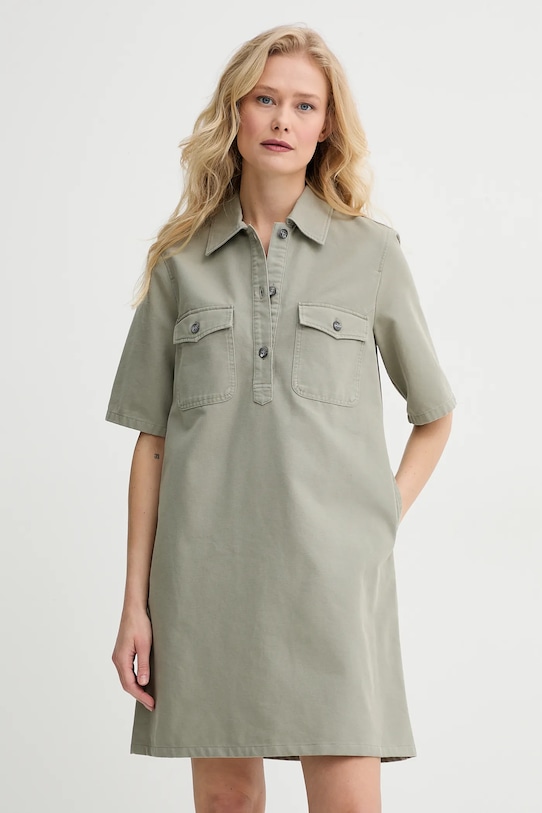 A.P.C. rochie din bumbac robe selia fixat verde COGBJ.F35177