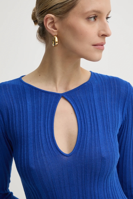 Šaty s příměsí hedvábí Pepe Jeans NATASHA PL953642 modrá