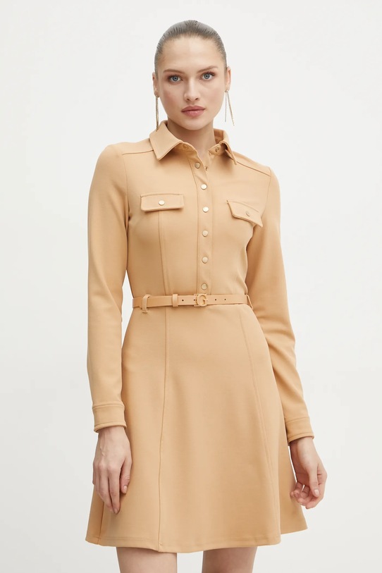 Šaty Guess ZAMA s elastanom béžová W5RK93.KCBO2