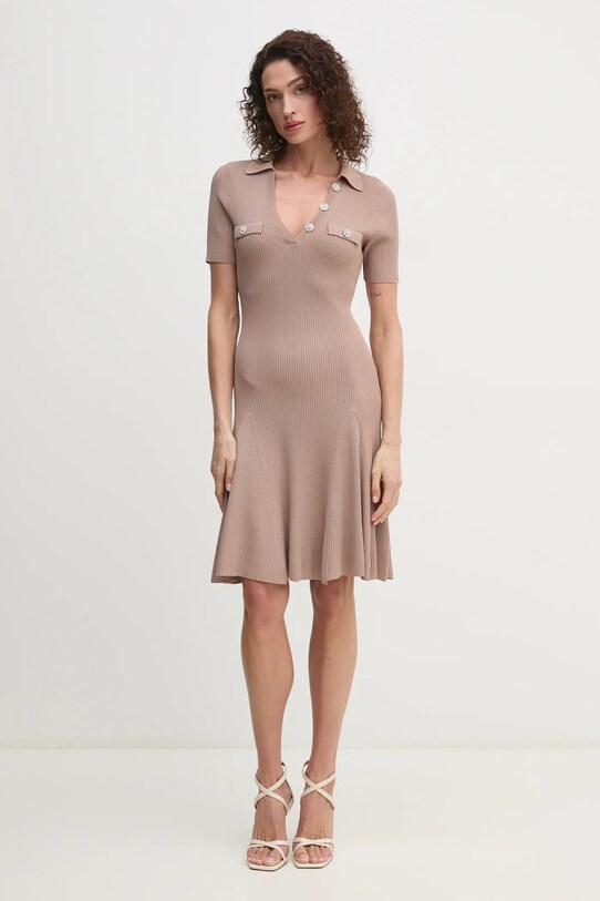 Guess sukienka PAULA W5RK18.Z2U00 brązowy SS25