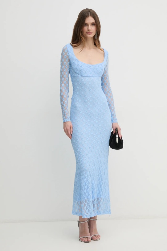 Šaty Bardot krajka modrá 58682DB