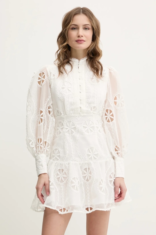 Bardot sukienka rozkloszowany beżowy 59586DB3