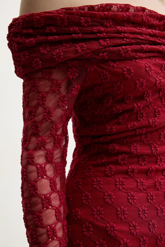 Šaty Bardot 59776DB burgundské