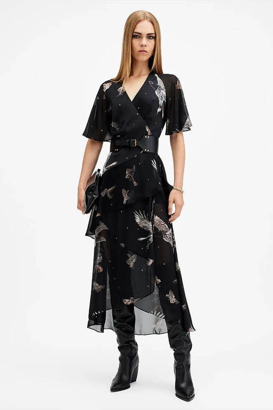 AllSaints rochie Alână midi negru W135DB