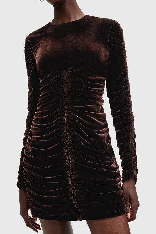 Šaty AllSaints ERIS W138DB hnedá SS25