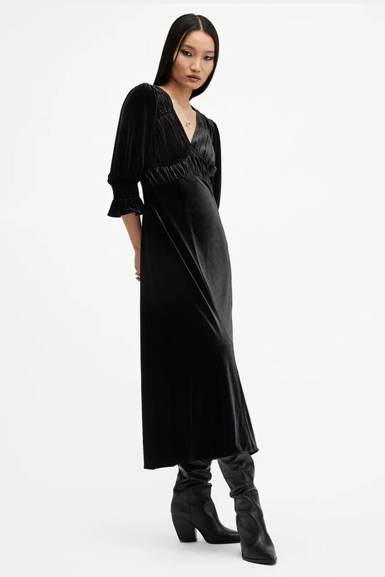 Šaty AllSaints ANI VELVET čierna W143DB