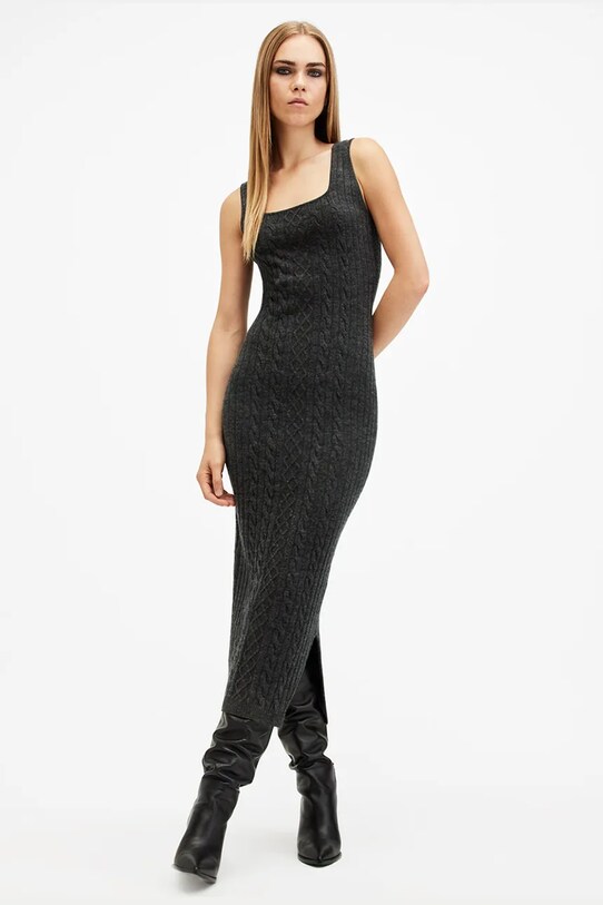 Šaty a sveter s prímesou vlny AllSaints MURIEL W205DB sivá SS25