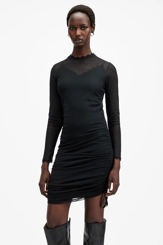 Šaty AllSaints ADARA látka čierna W241DB