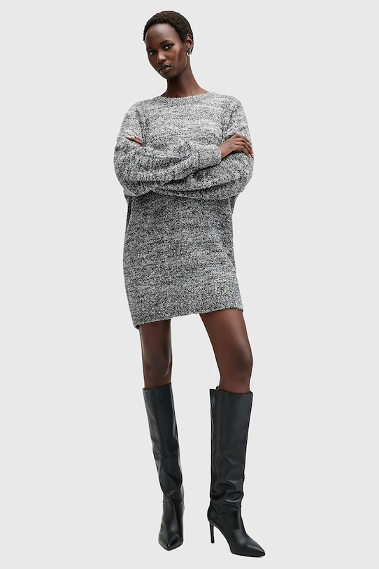 Šaty AllSaints DAZZLE melanž sivá W274DB