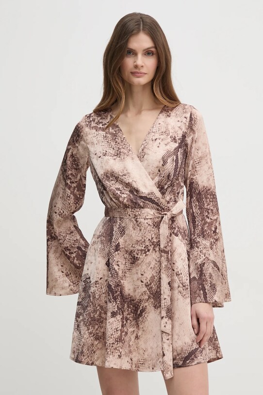 Šaty Guess NEW LAILA zvieracia potlač béžová W5RK92.WF1T2